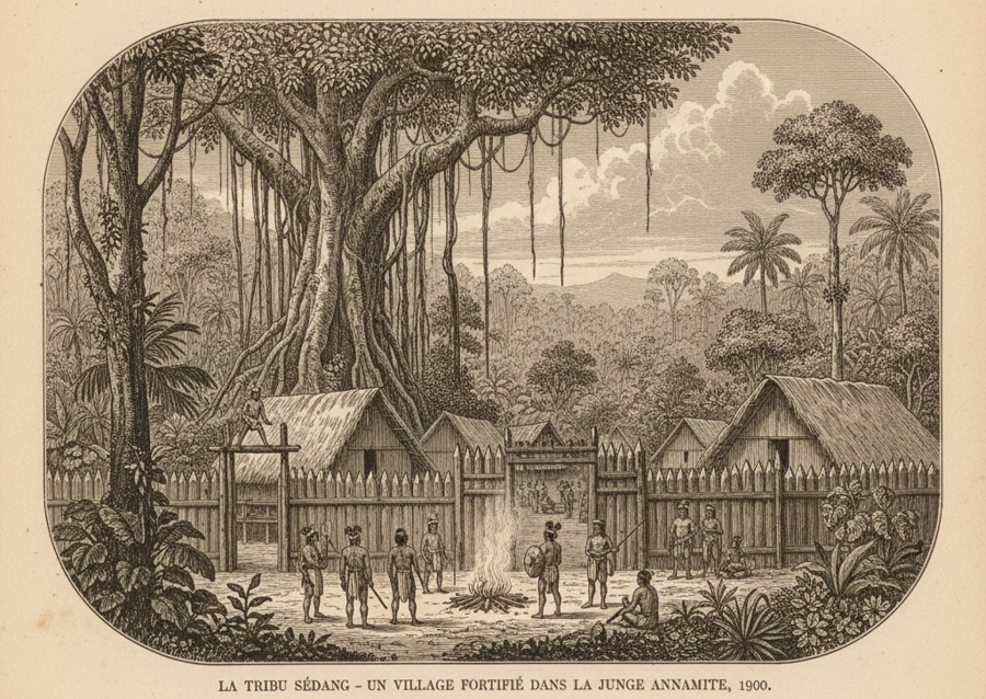 David de Mayréna, le truculent « roi des Sédang » dVillage de l"ethnie Sedang, Vietnam 1900